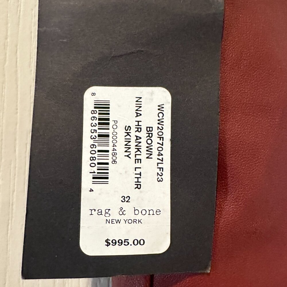 Rag n Bone Leather Pants Reddish-Brown size 32 - Picture 9 of 11
